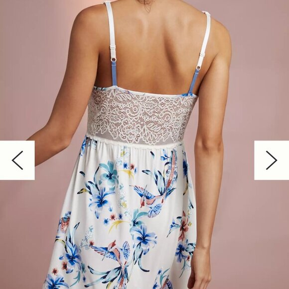 Triumph Amourette Spotlight Chemise Sz S Floral Lace Whimsy Baby Doll Dress Bird - Picture 4 of 5